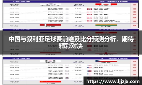 中国与叙利亚足球赛前瞻及比分预测分析，期待精彩对决